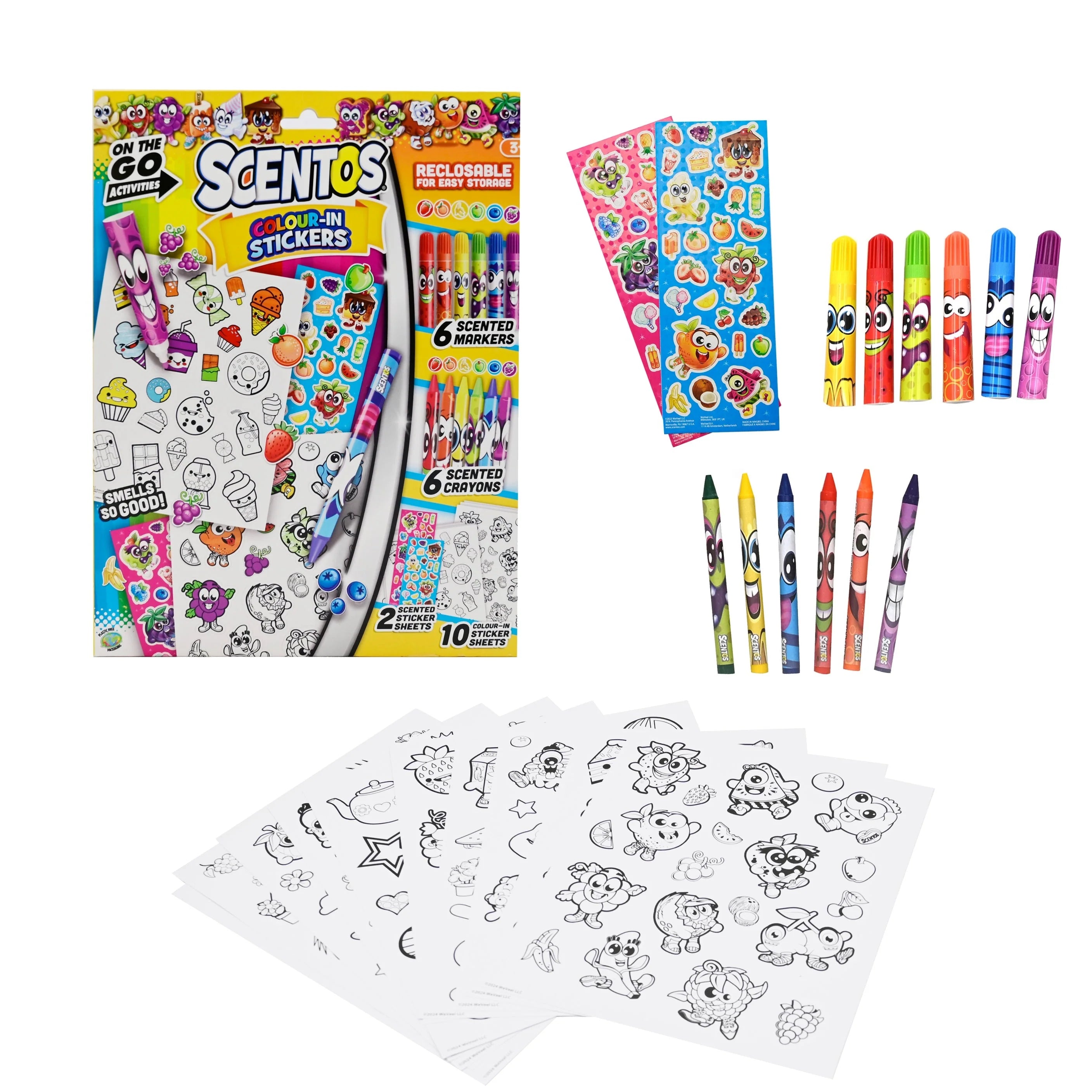 WeVeel Scentos On The Go Activity Set COLOUR-IN STICKERS