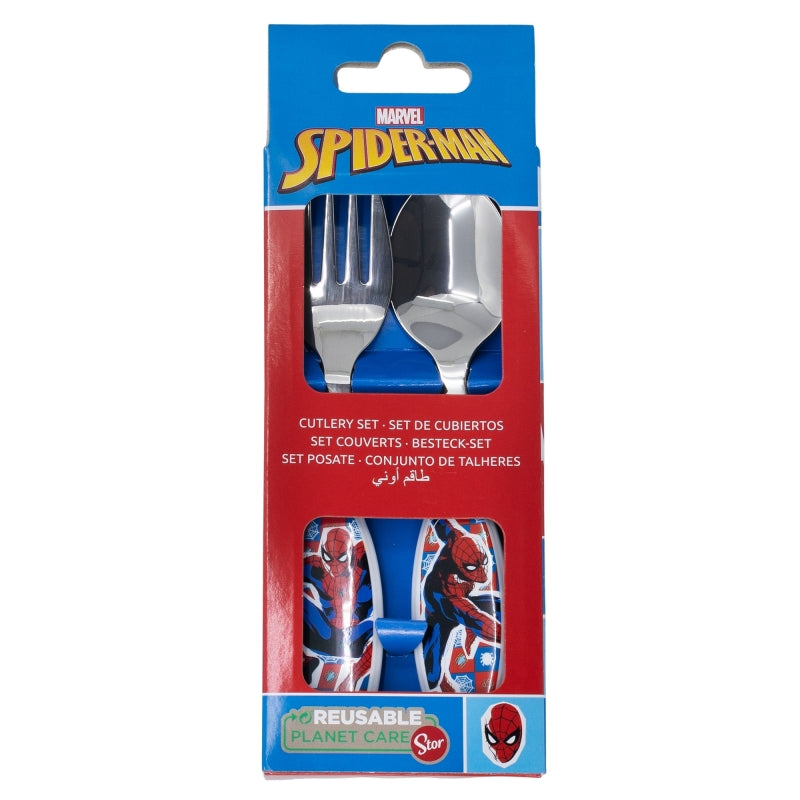 STOR 2 PCS ELLIPTICAL METALLIC CUTLERY SET SPIDERMAN ARACHNID GRID