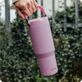 QUOKKA COOL INSULATED STAINLESS STEEL TUMBLER WITH HANDLE CORE BLOSSOM PINK 860 ML