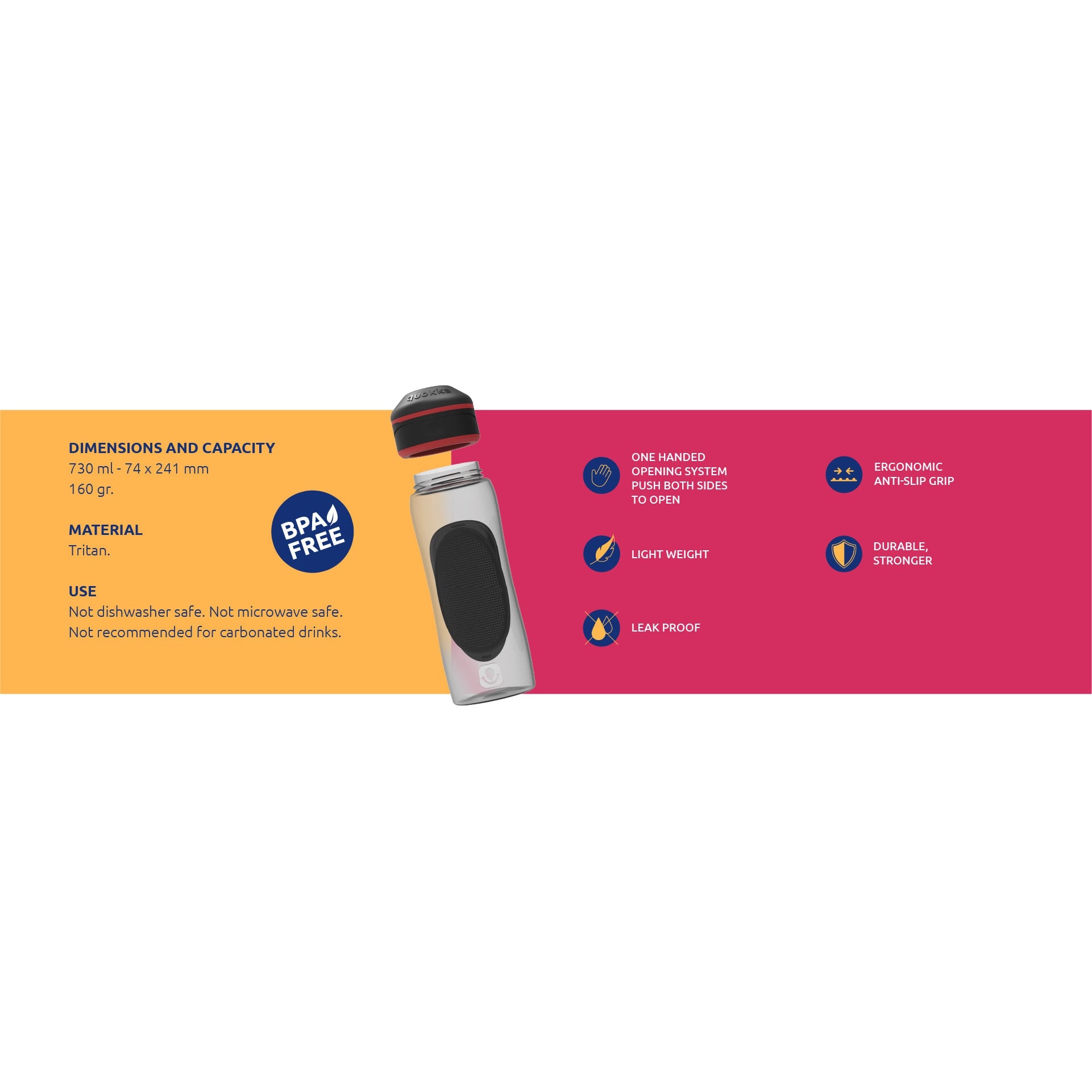 QUOKKA TRITAN BOTTLE SPLASH CARBON 730 ML