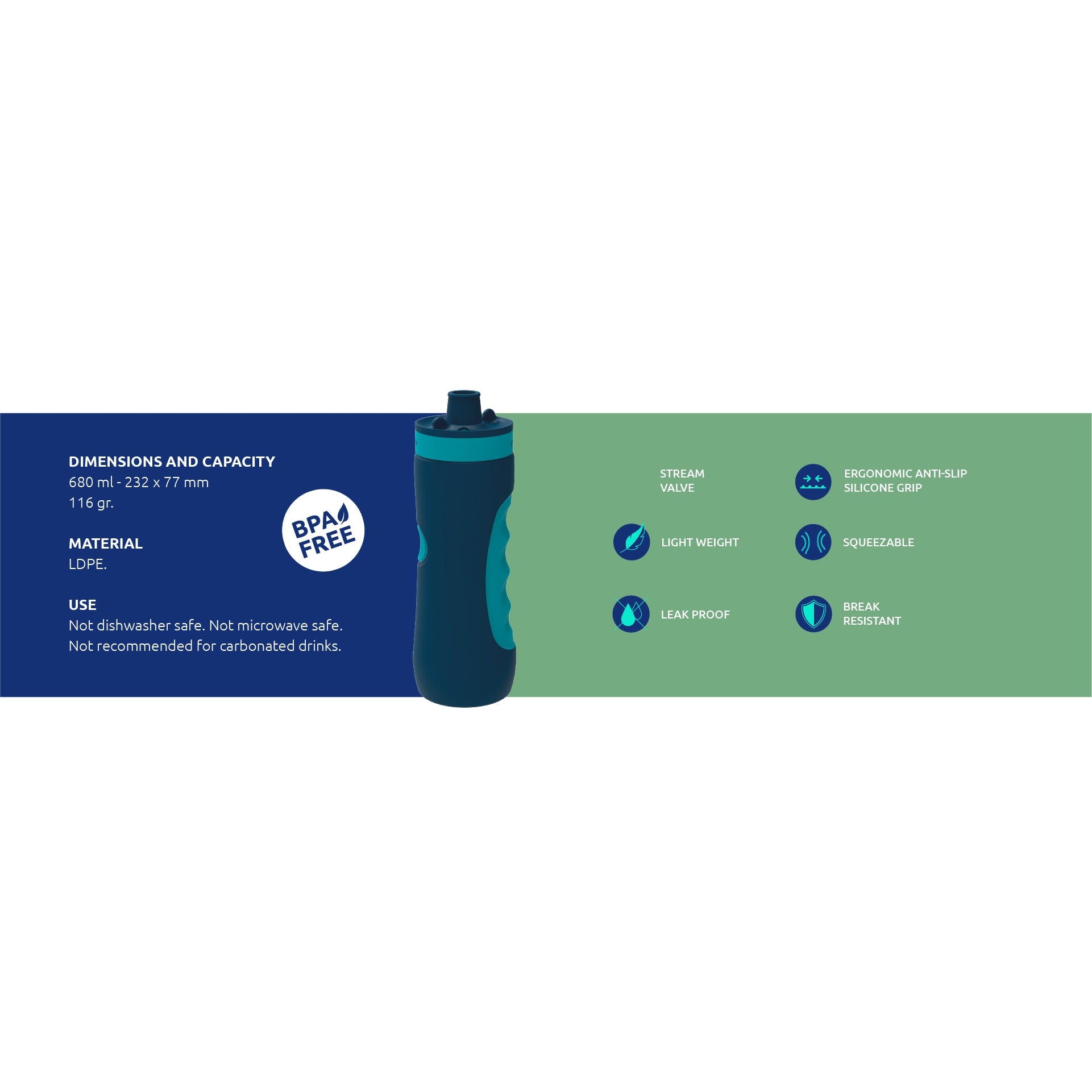 QUOKKA SPORT BOTTLE SWEAT AQUA VIOLET 680 ML
