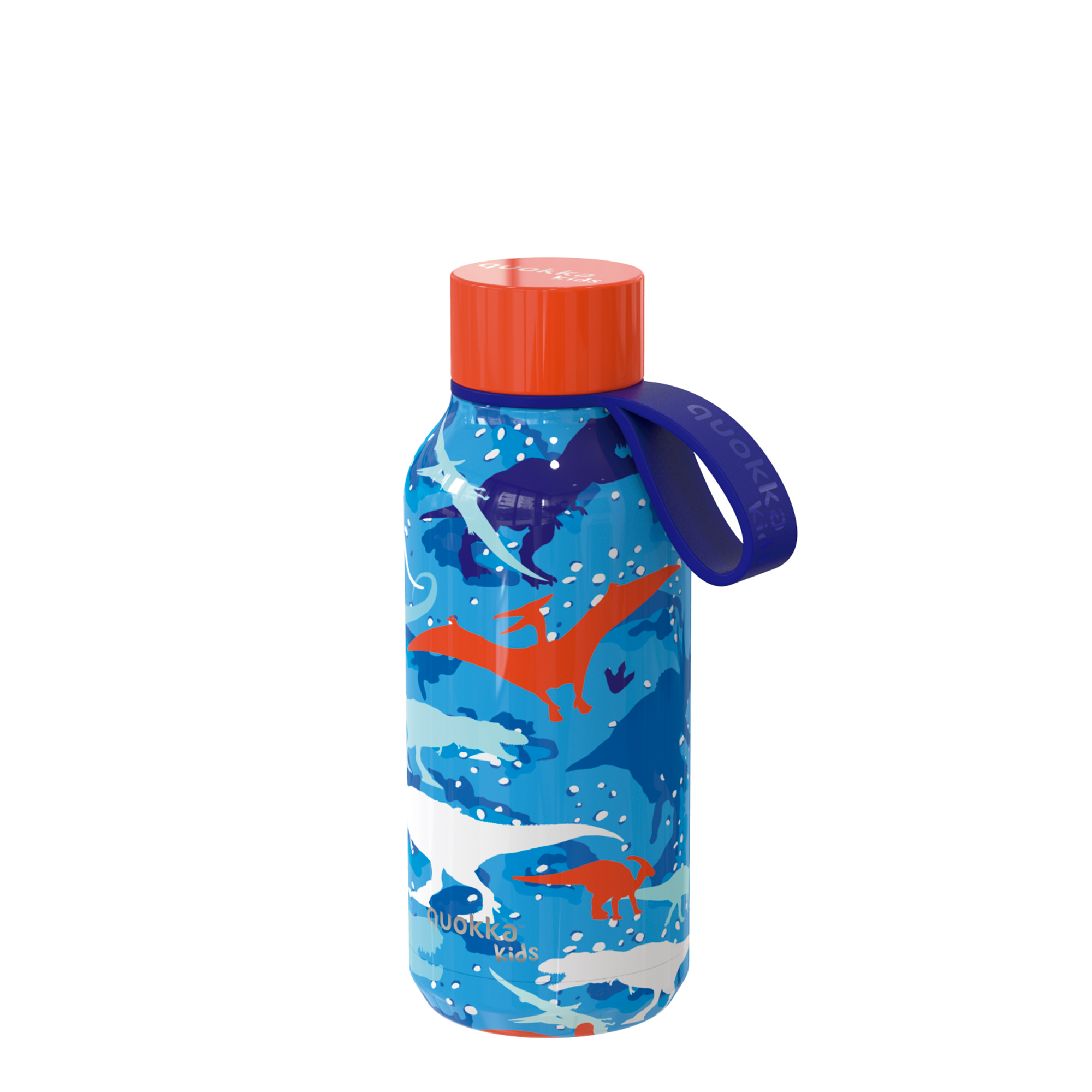 QUOKKA KIDS THERMAL SS BOTTLE SOLID WITH STRAP DINOSAUR 330 ML