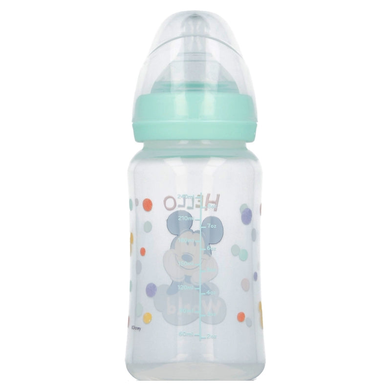STOR BABY 240 ML WIDENECK BOTTLE SILICONE TEAT 3 POSITIONSS COOL LIKE MICKEY