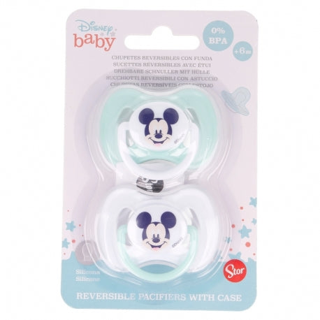 STOR BABY 2 PCS SET SYMETRICAL PACIFIER SILICONE +6 M WITH COVER COOL LIKE MICKEY