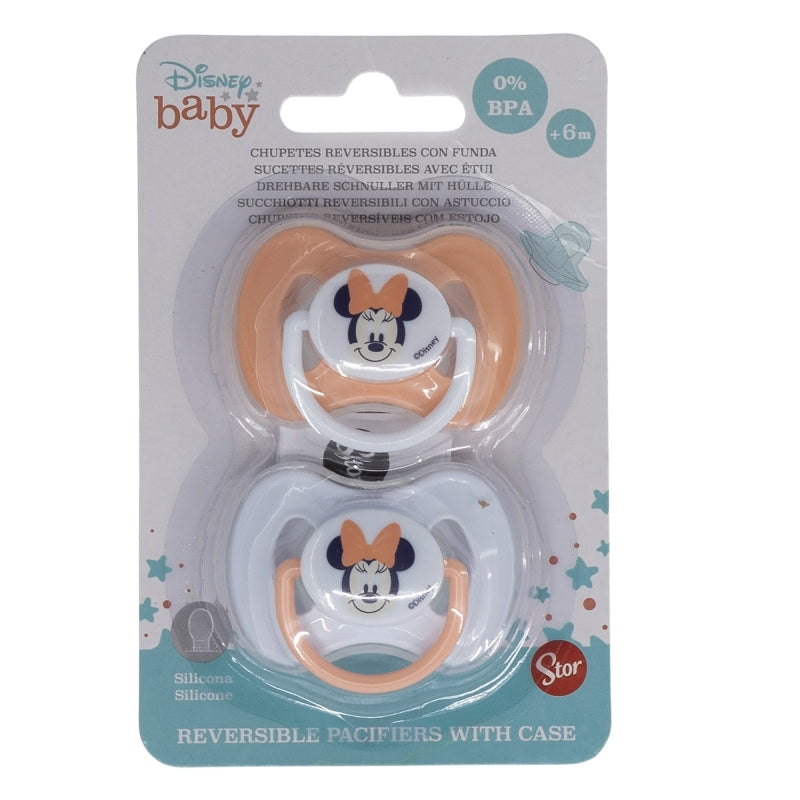 STOR BABY 2 PCS SET SYMETRICAL PACIFIER SILICONE +6 M WITH COVER MINNIE INDIGO DREAMS