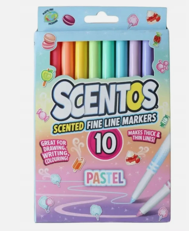 WeVeel Scentos Scented Pastel Color Fine Line Markers, Pack Of 10