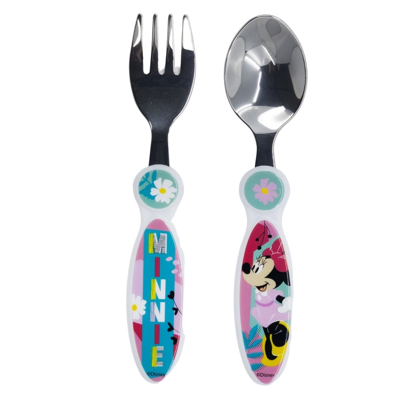 STOR 2 PCS ELLIPTICAL METALLIC CUTLERY SET MINNIE MOUSE BEING MORE MINNIE
