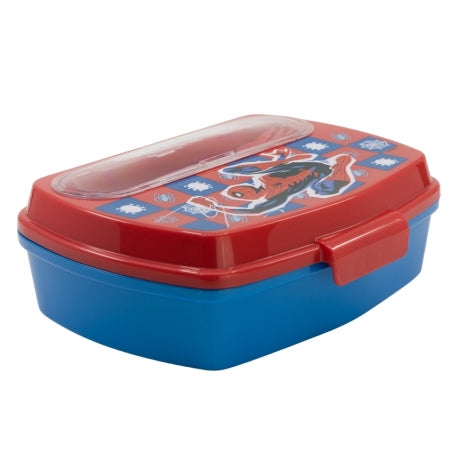 صندوق غداء بلاستيكي يحتوي شوكة ومعلقه، سبايدرمان