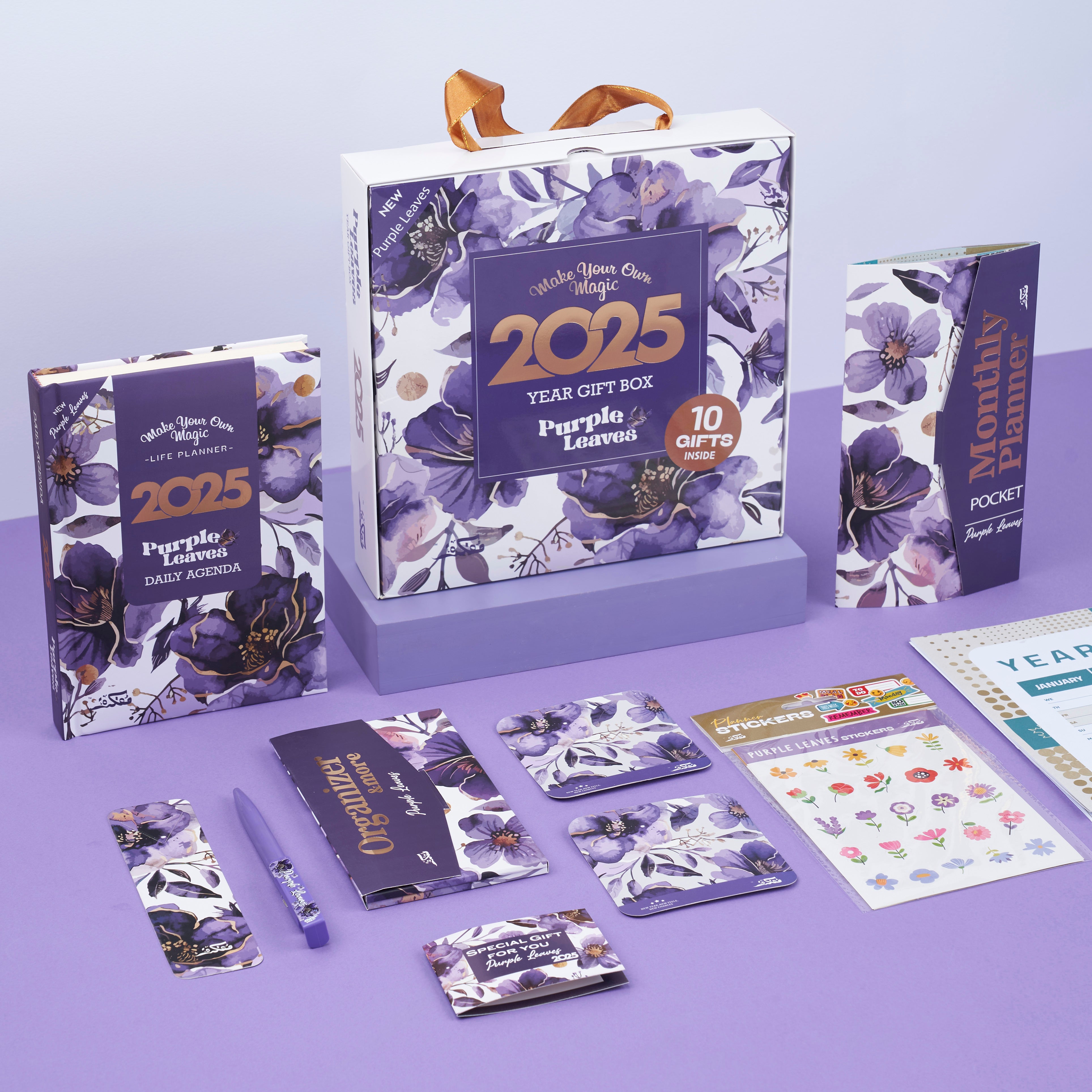 Agenda Gift Set 2025 - Purple Leves