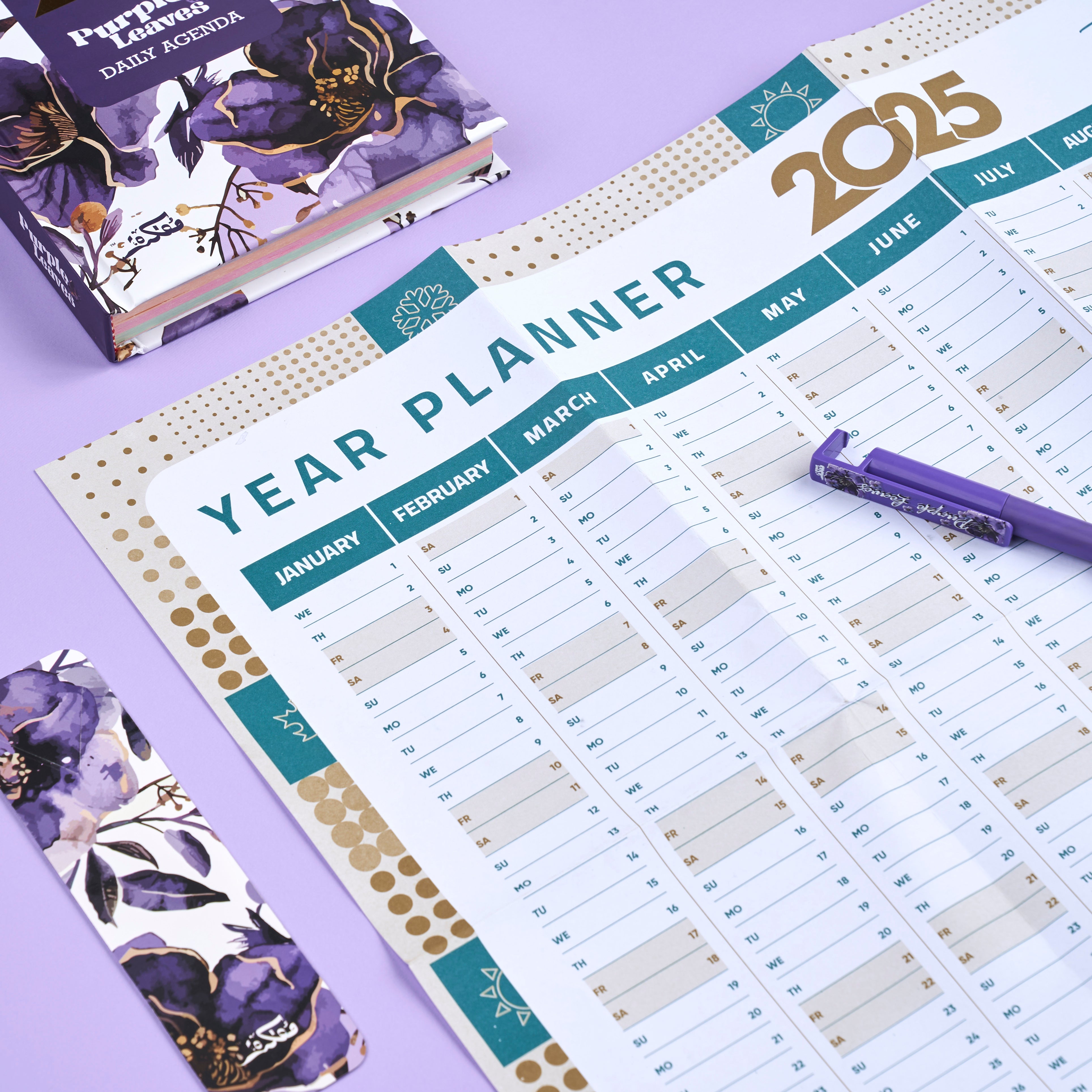 Agenda Gift Set 2025 - Purple Leves