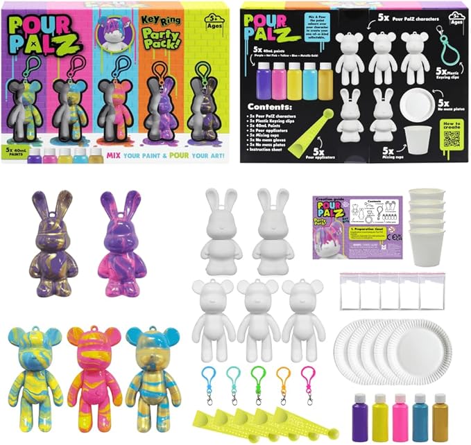Pour PalZ Mini Bear and Bunny Keyring Party Pack