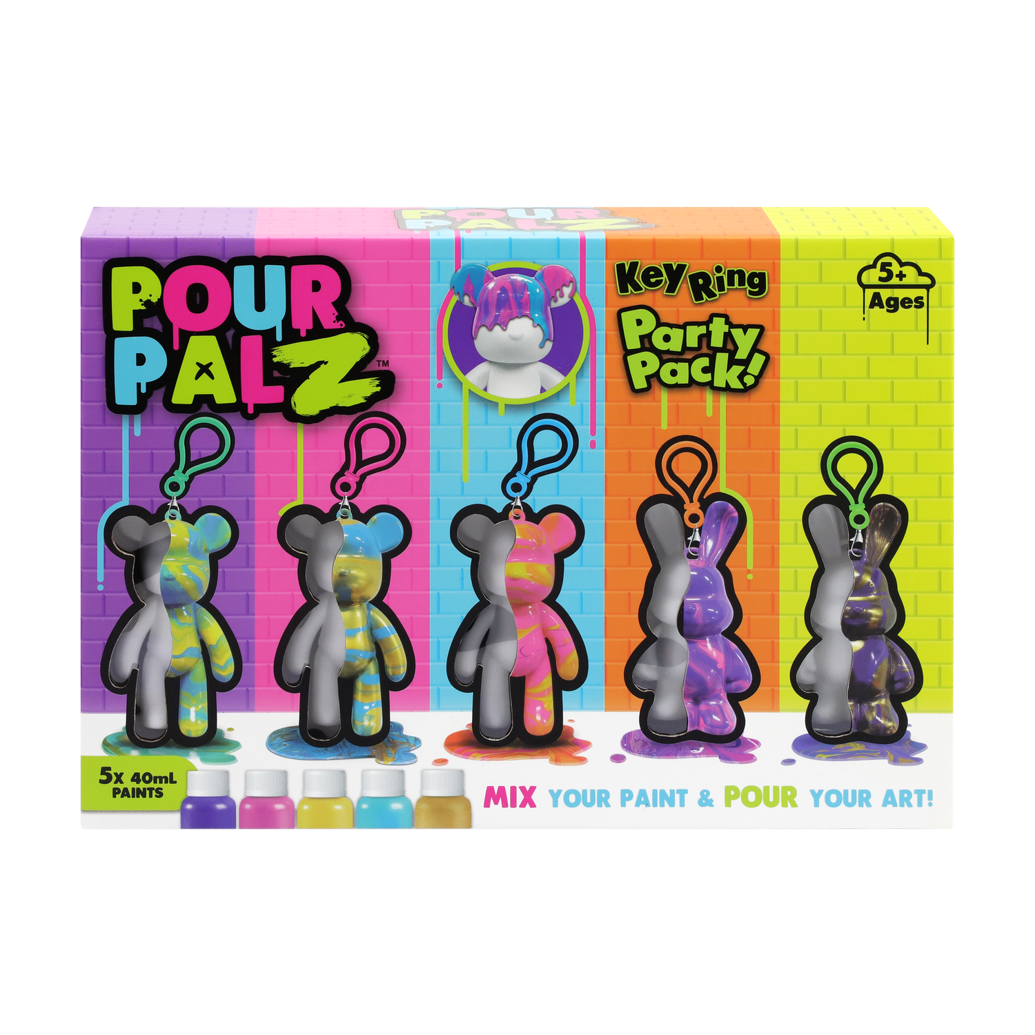 Pour PalZ Mini Bear and Bunny Keyring Party Pack