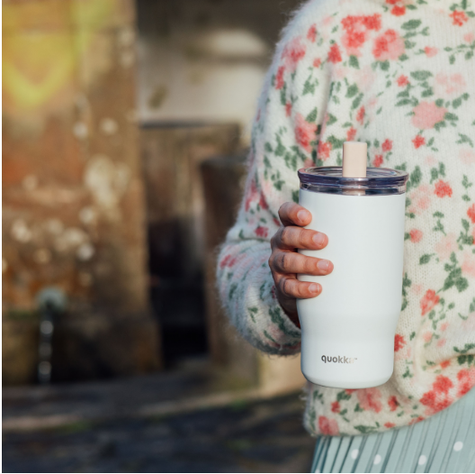 QUOKKA THERMAL SS STRAW TUMBLER MIST IVORY 720 ML