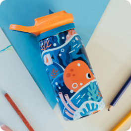 QUOKKA KIDS THERMAL SS SIPPER BOTTLE POP OCEAN 445 ML