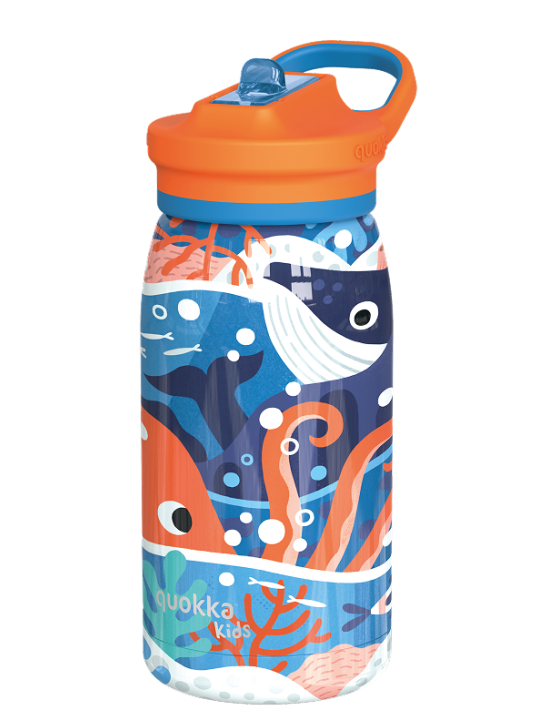QUOKKA KIDS THERMAL SS SIPPER BOTTLE POP OCEAN 445 ML