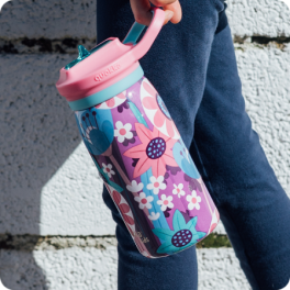 QUOKKA KIDS THERMAL SS SIPPER BOTTLE POP BLOOMING GARDEN 445 ML