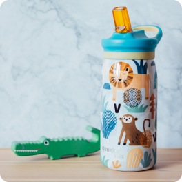 QUOKKA KIDS THERMAL SS SIPPER BOTTLE POP SAFARI 445 ML