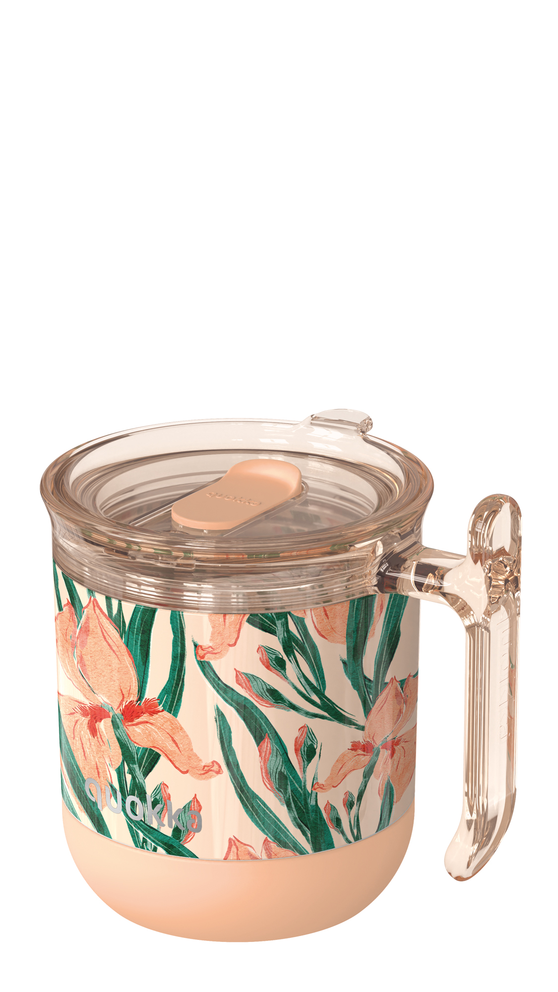 QUOKKA DROP SAFE THERMAL SS MUG WAVE FLORAL PEACH 260 ML