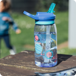 QUOKKA KIDS ECOZEN SIPPER BOTTLE GLOW SPACE 580 ML