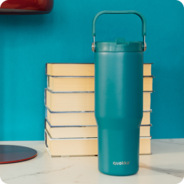 QUOKKA COOL INSULATED STAINLESS STEEL TUMBLER WITH HANDLE CORE MIDNIGHT GREEN 860 ML