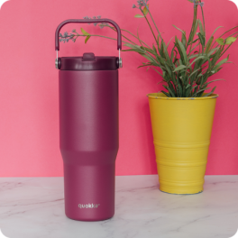 QUOKKA COOL INSULATED STAINLESS STEEL TUMBLER WITH HANDLE CORE BURGUNDY 860 ML