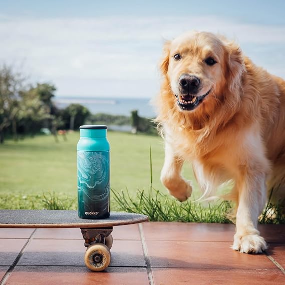 QUOKKA THERMAL SS BOTTLE WITH SILICONE HANDLE ECHO LIQUID MARBLE 690 ML
