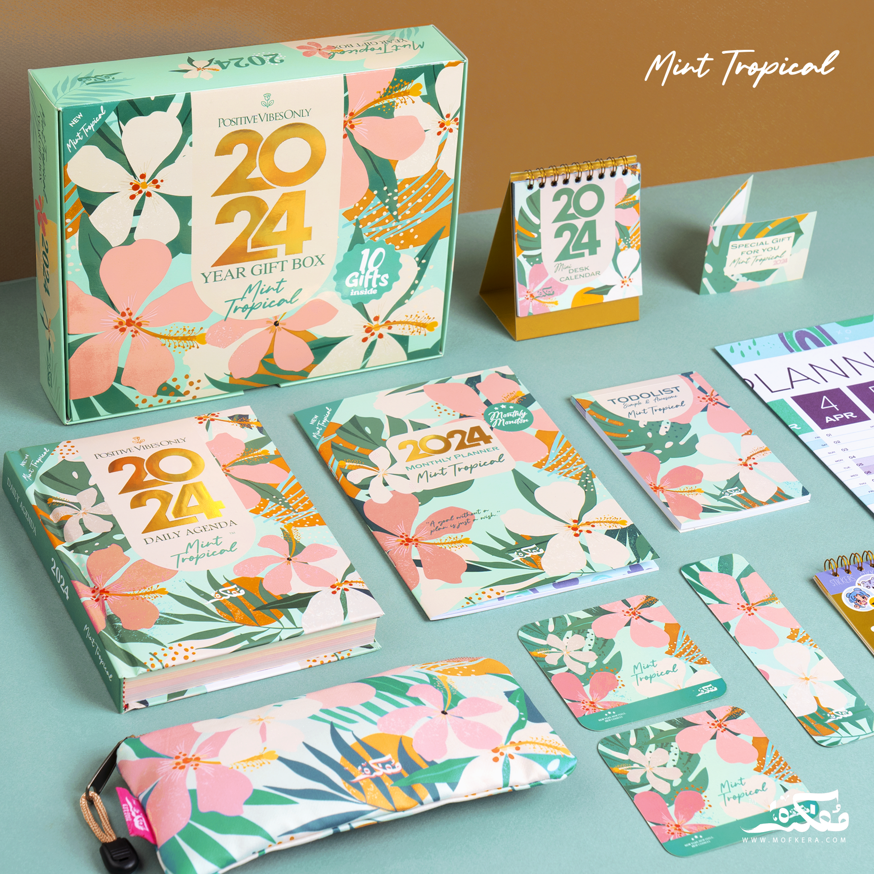 Agenda Gift Set 2024 - Mint Tropical