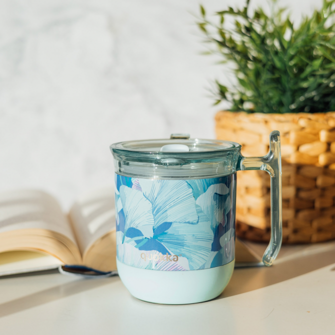 QUOKKA DROP SAFE THERMAL SS MUG WAVE GINKGO LEAVES 260 ML