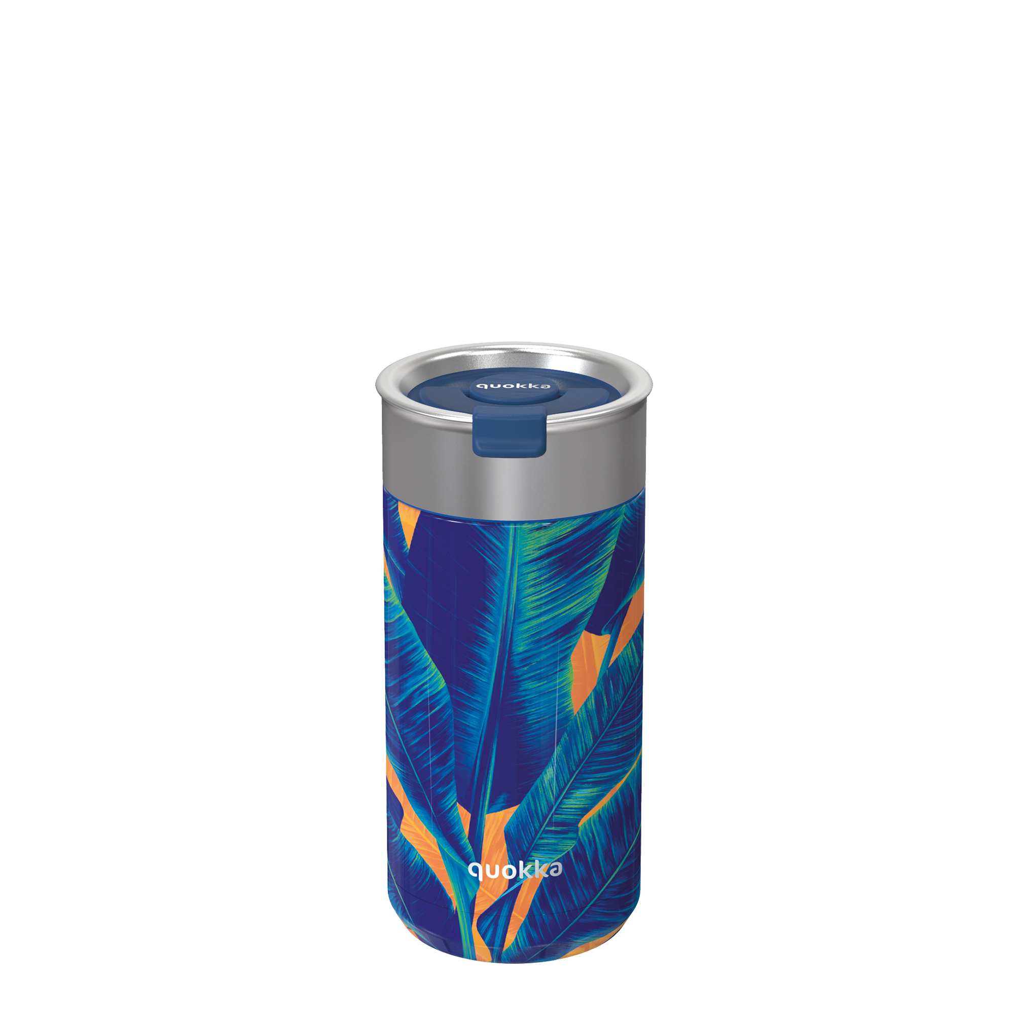 QUOKKA THERMAL STAINLESS STEEL COFFEE/TEA TUMBLER WITH INFUSER BLUE JUNGLE 400 ML