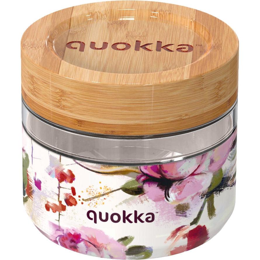 QUOKKA GLASS FOOD JAR WITH SILICONE COVER DELI DARK FLOWERS 500 ML