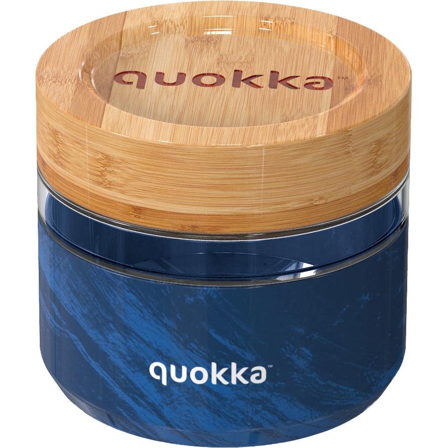 QUOKKA GLASS FOOD JAR WITH SILICONE COVER DELI WOOD GRAIN 500 ML