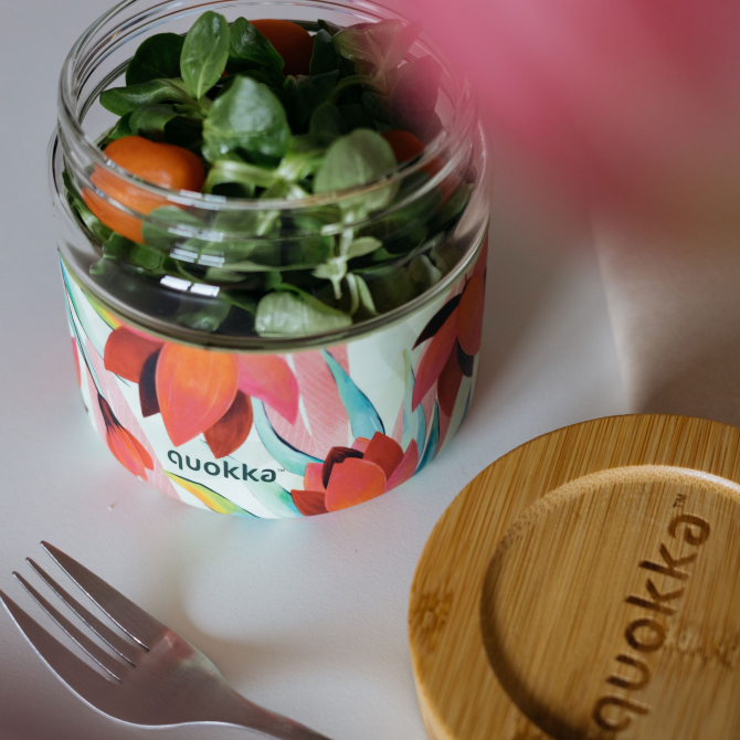 QUOKKA GLASS FOOD JAR WITH SILICONE COVER DELI SPRING 820 ML
