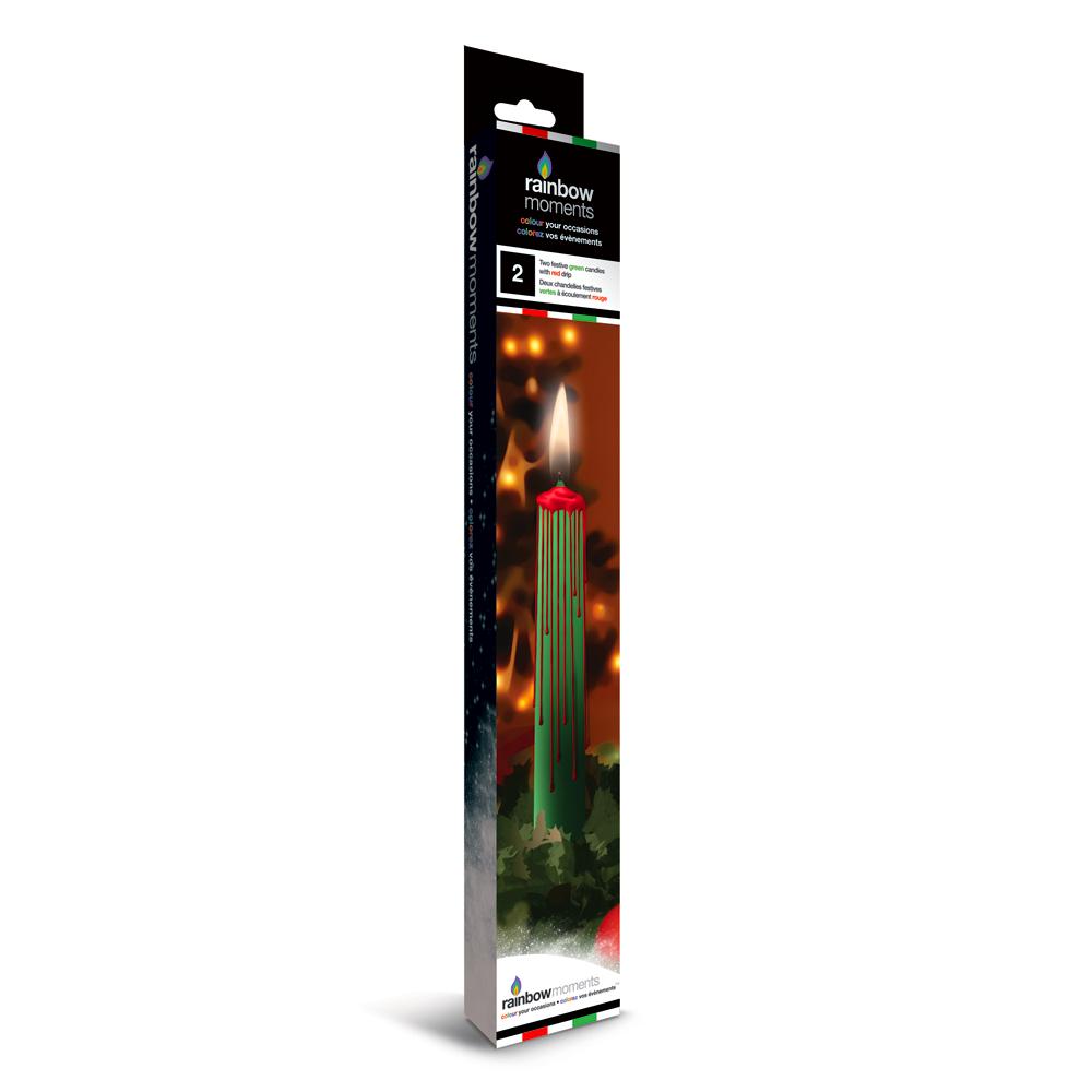 Christmas Candle - Green with Red Drip