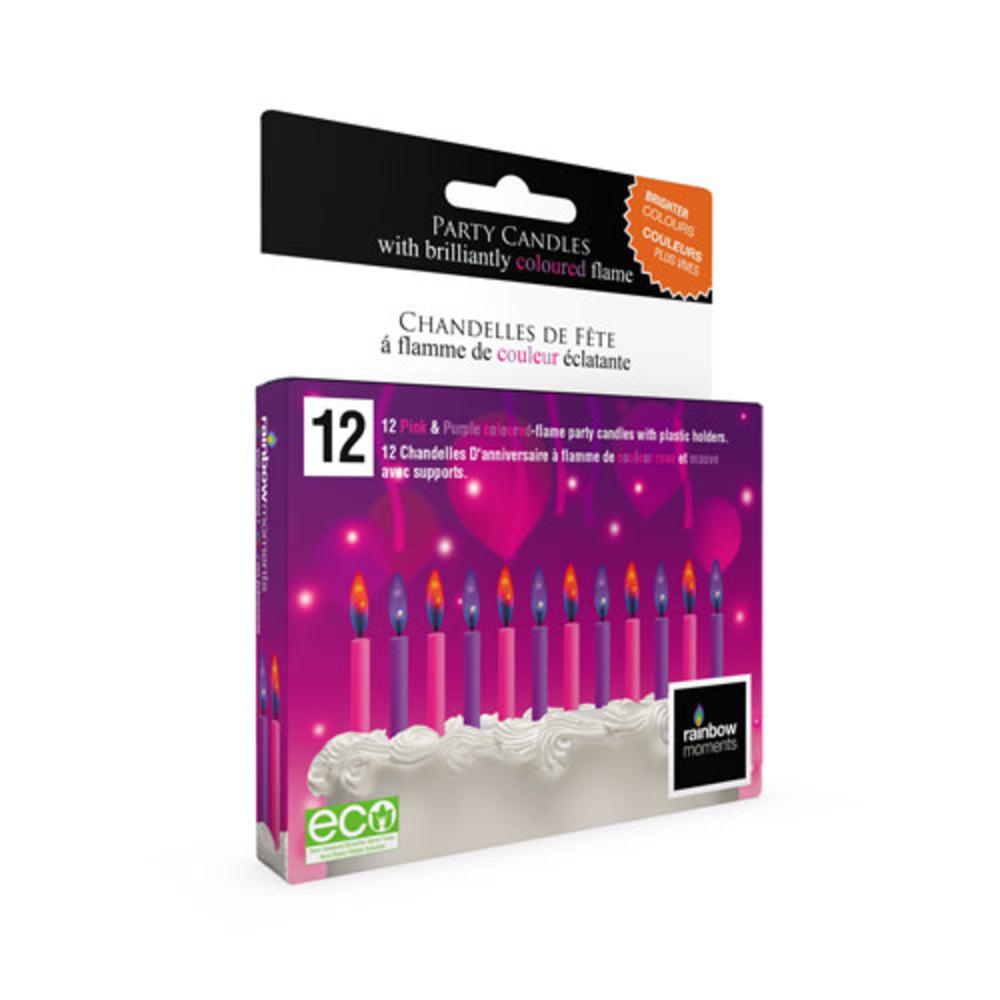 Girls Colored Flame Birthday Candles – Pink/ Purple (12-PACK)