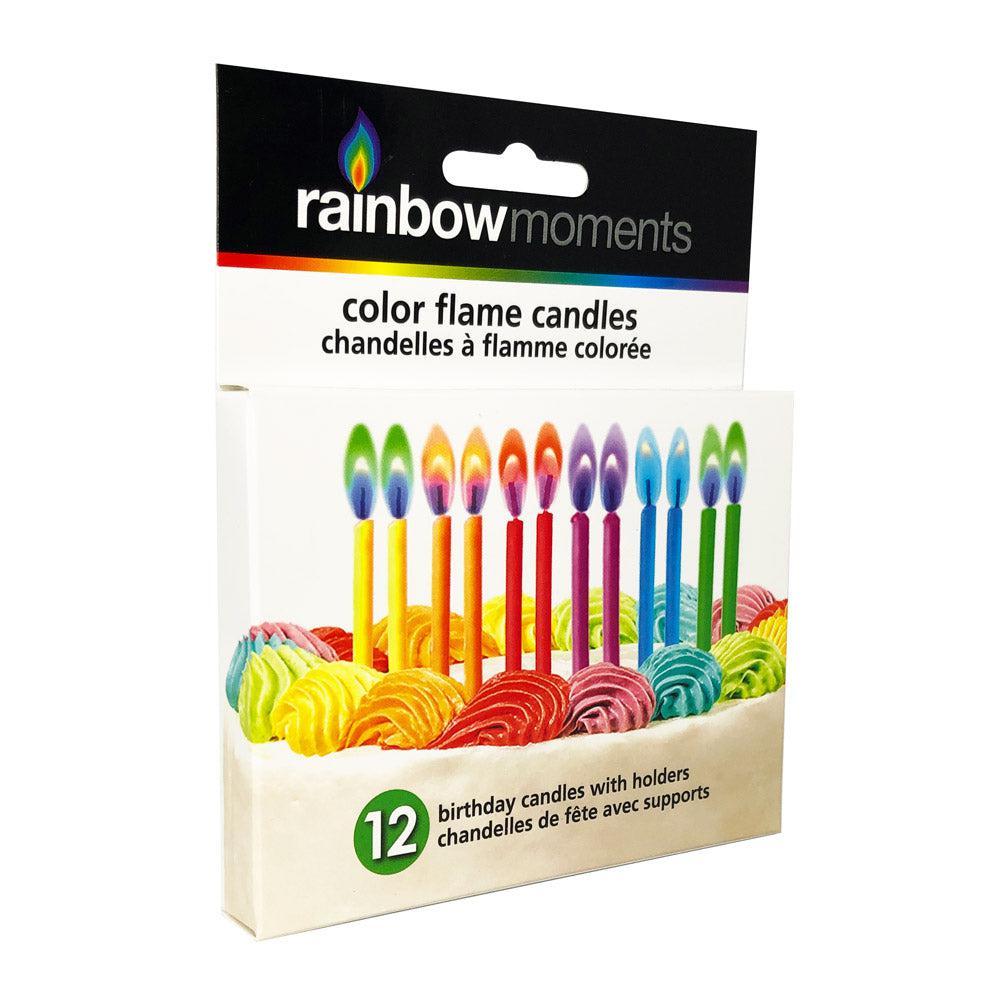 Color Flame Birthday Candles – Rainbow Assortment (12-PACK)