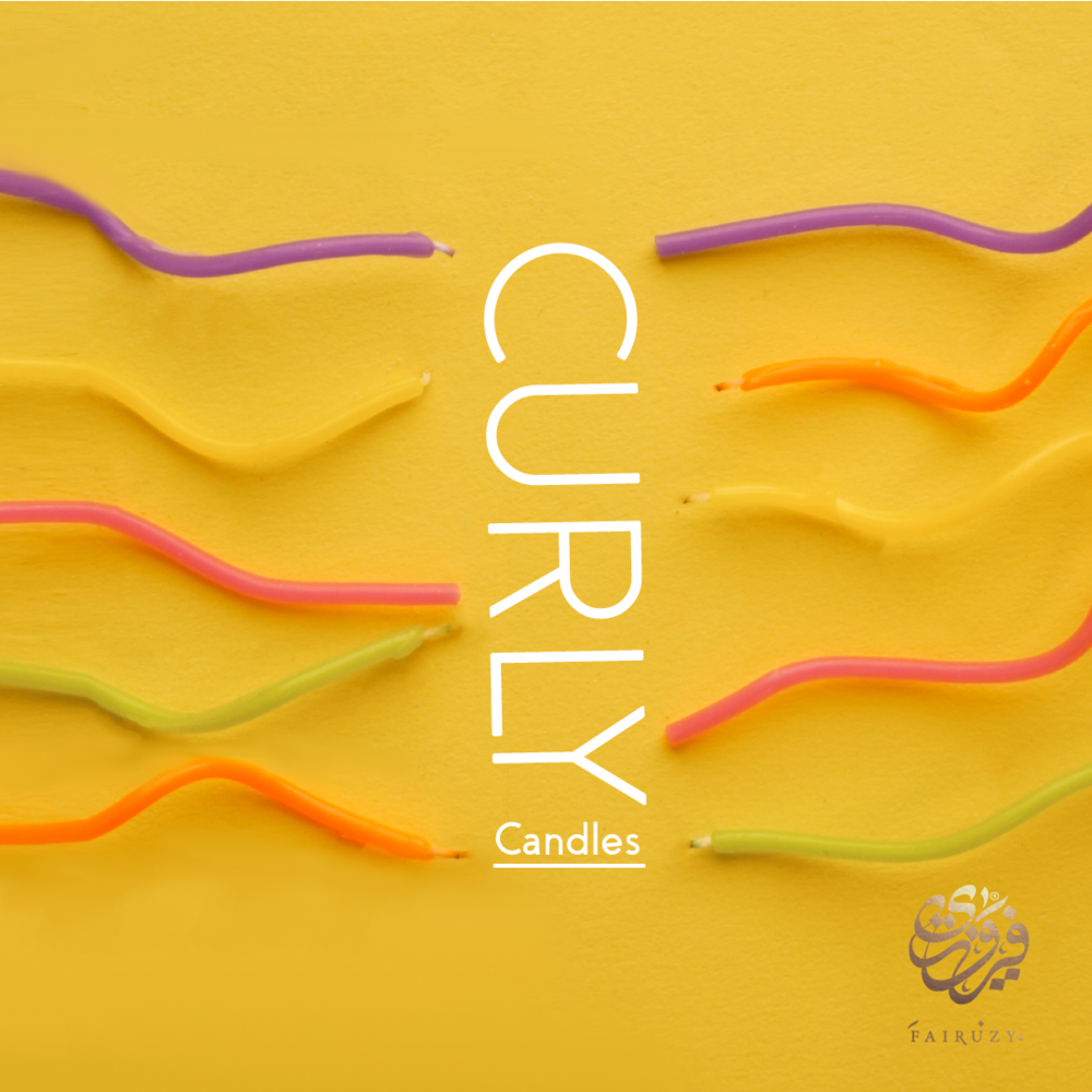 Neon Curly Candles: 10-pack contains 5 neon colors: pink, orange, yellow, green, purple