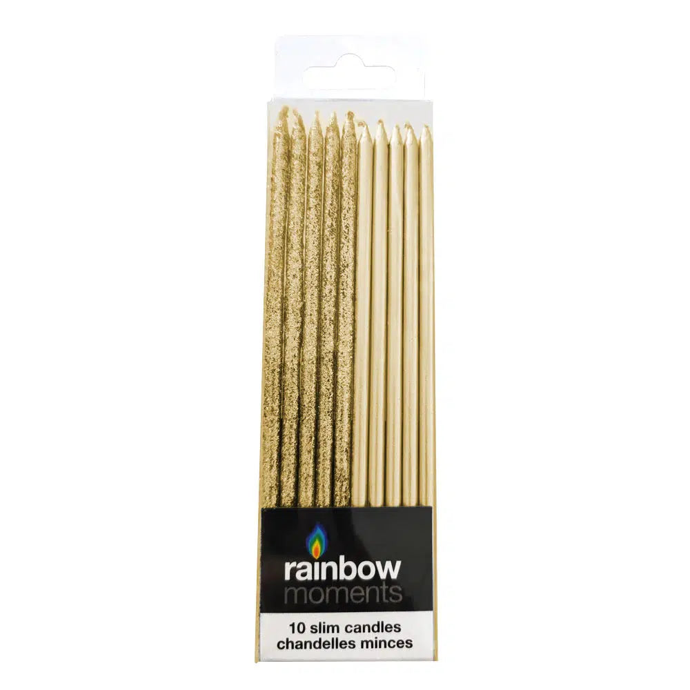 GOLD/GLITTER Slim candles(10 pack)