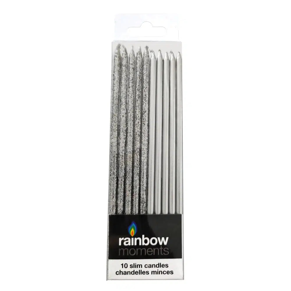 SILVER/GLITTER Slim candle(10 pack)