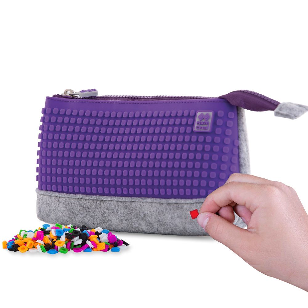 Creative Pixelated Pencil Case (Purple & Gray)