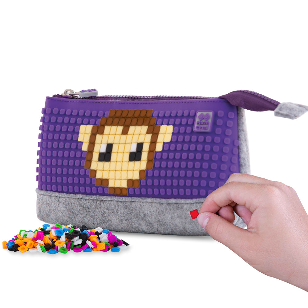 Creative Pixelated Pencil Case (Purple & Gray)