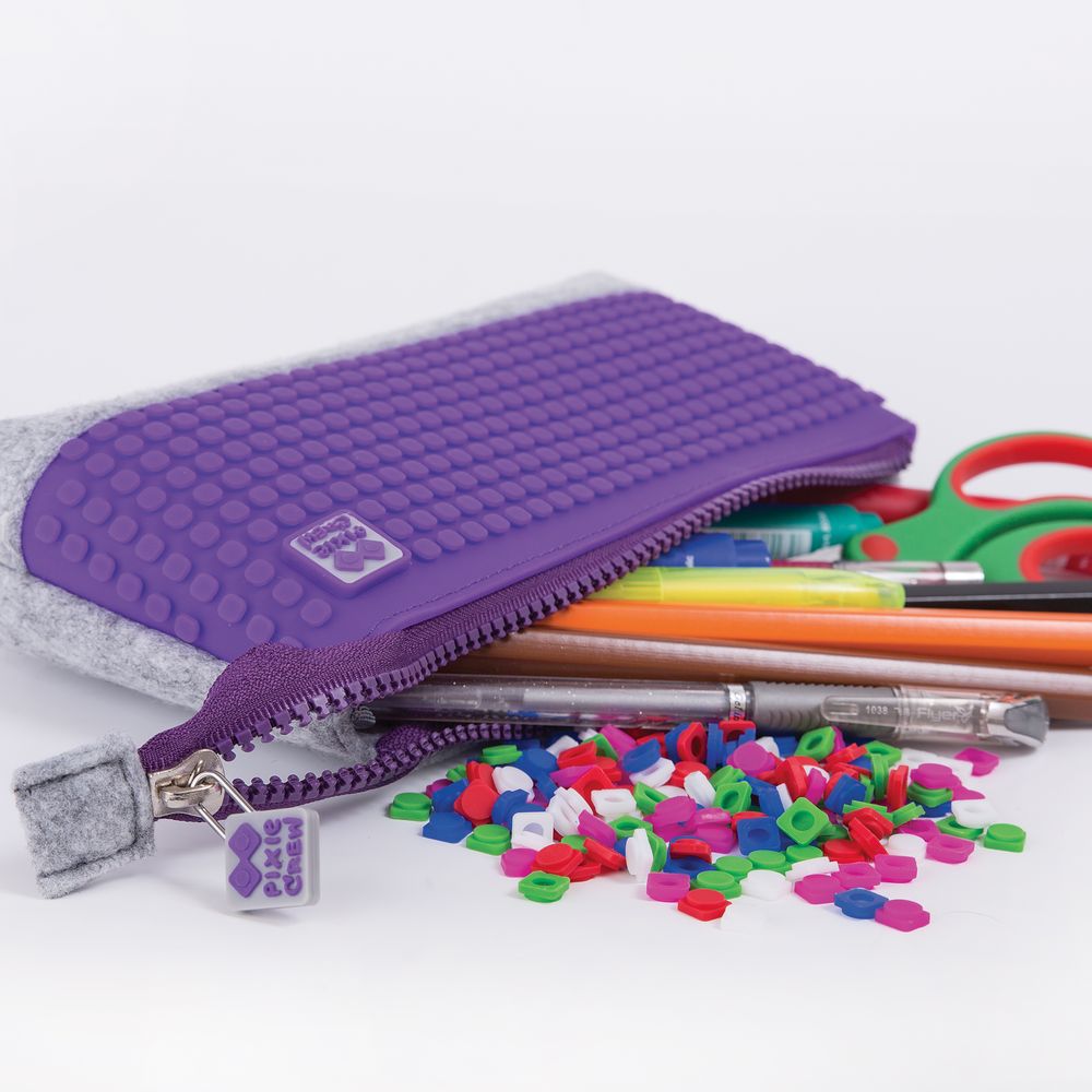 Creative Pixelated Pencil Case (Purple & Gray)